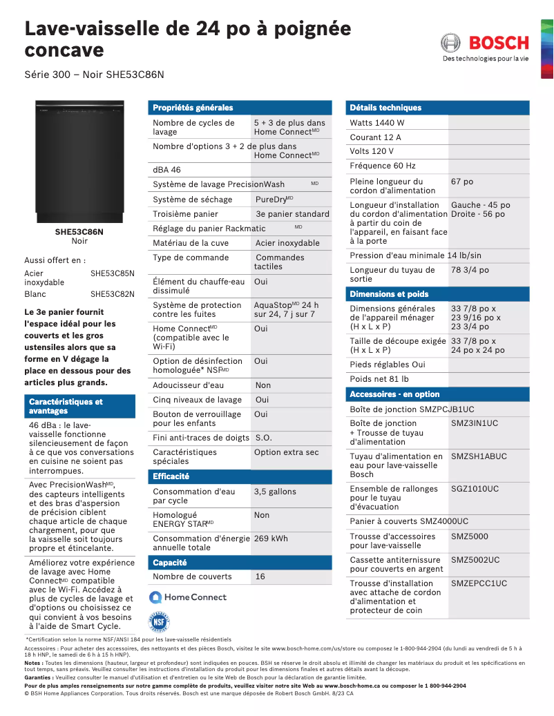 Página nº 1 - Ficha técnica Bosch SHE53C86N