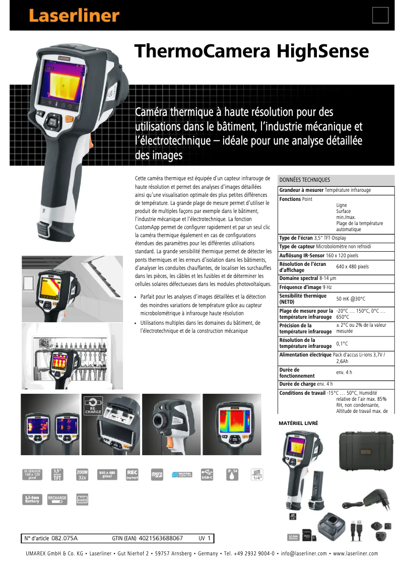 Página 1 del manual Ficha técnica Laserliner ThermoCamera HighSense
