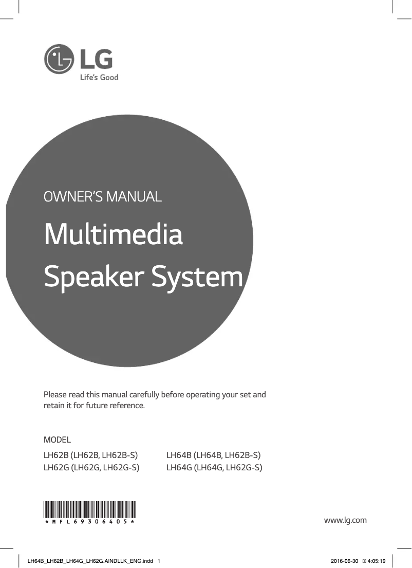 Imagen de la primera página del manual del dispositivo LH62G