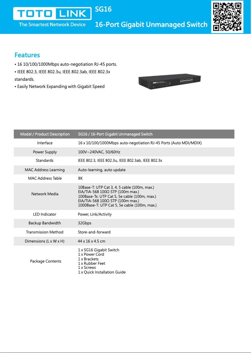 Imagen de la primera página del manual del dispositivo SG16