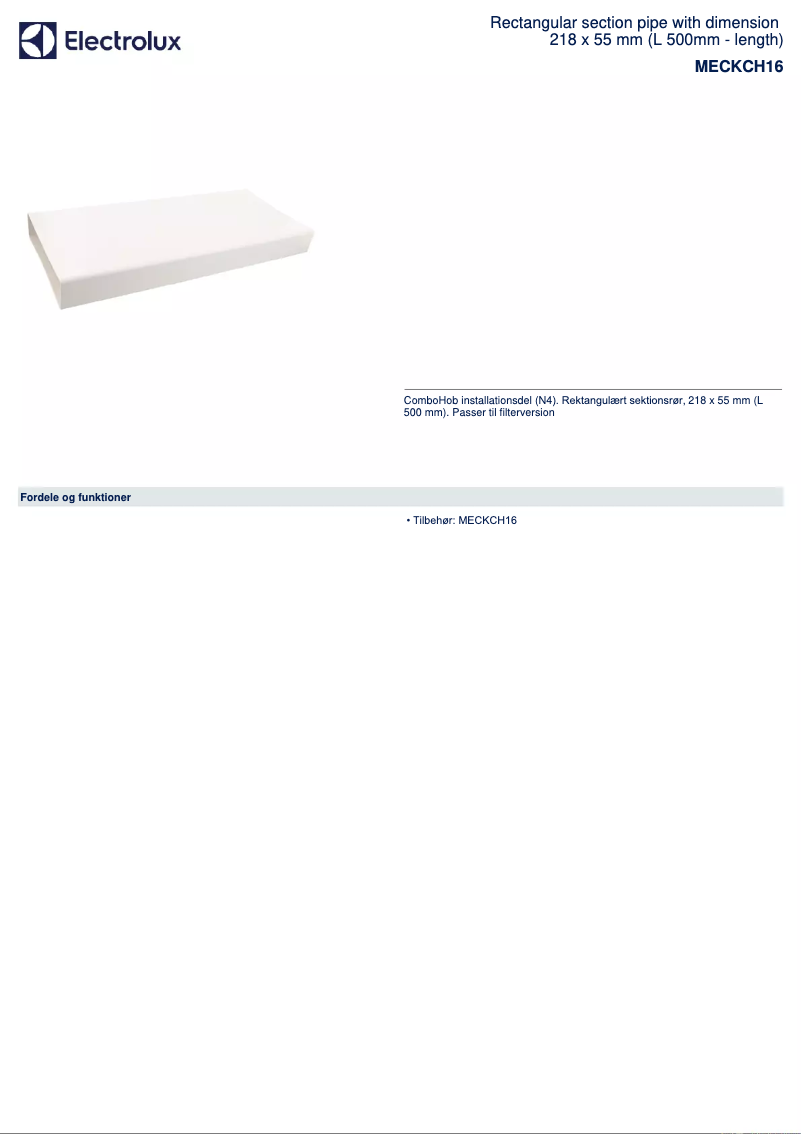 Página 1 del manual Ficha técnica AEG MECKCH16