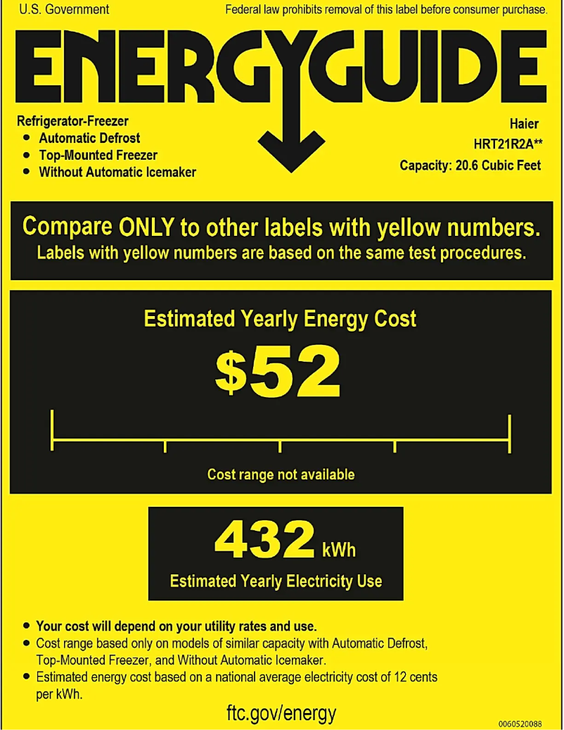 Página 1 del manual Etiqueta energética Haier HRT21R2APP