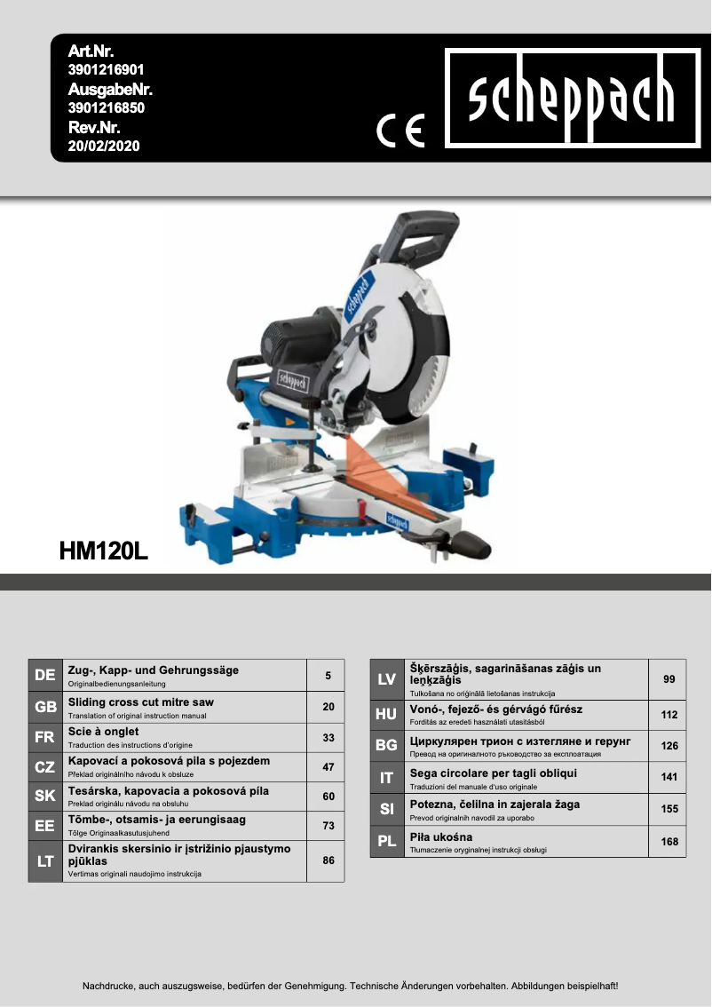 Página 1 del manual Manual de usuario Scheppach HM120L