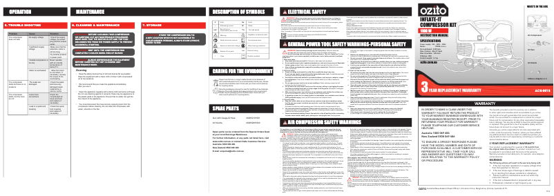 Página 1 del manual Manual de usuario Ozito ACK-0015