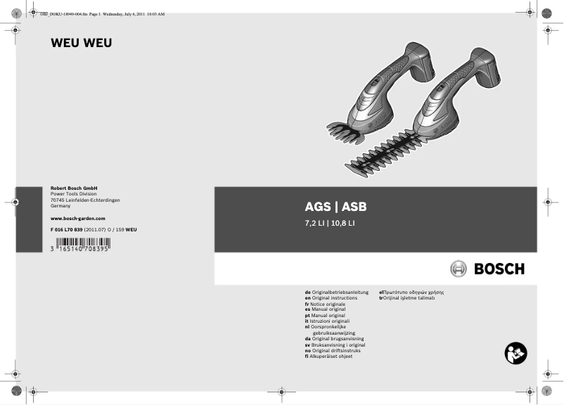 Imagen de la primera página del manual del dispositivo AGS 7,2 LI