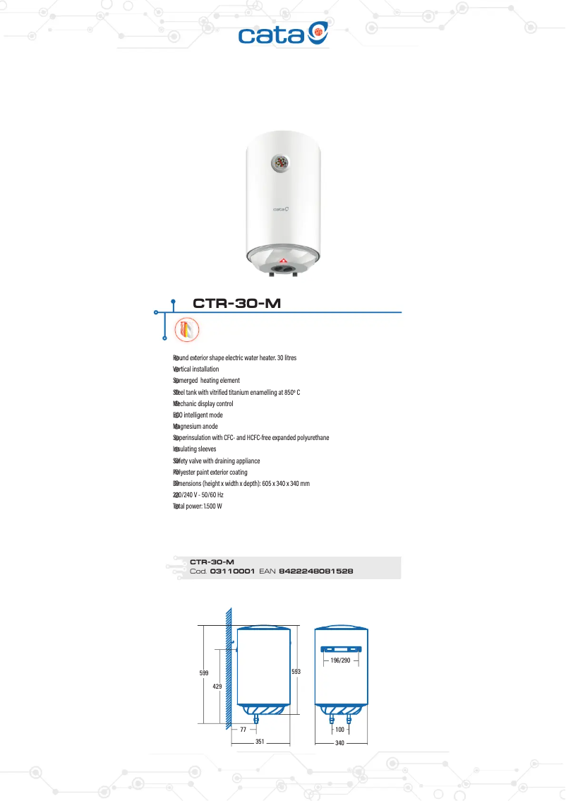 Imagen de la primera página del manual del dispositivo CTR-30-M