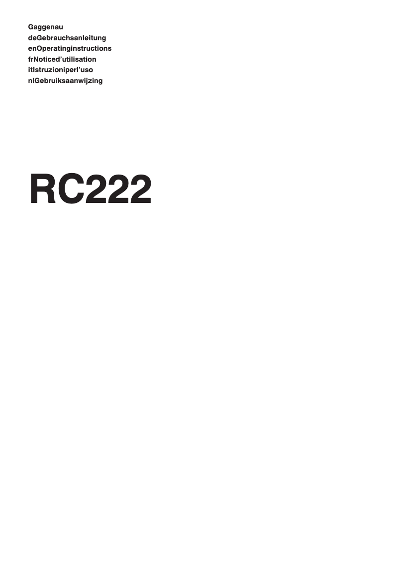 Página 1 del manual Manual de usuario Gaggenau RC222100