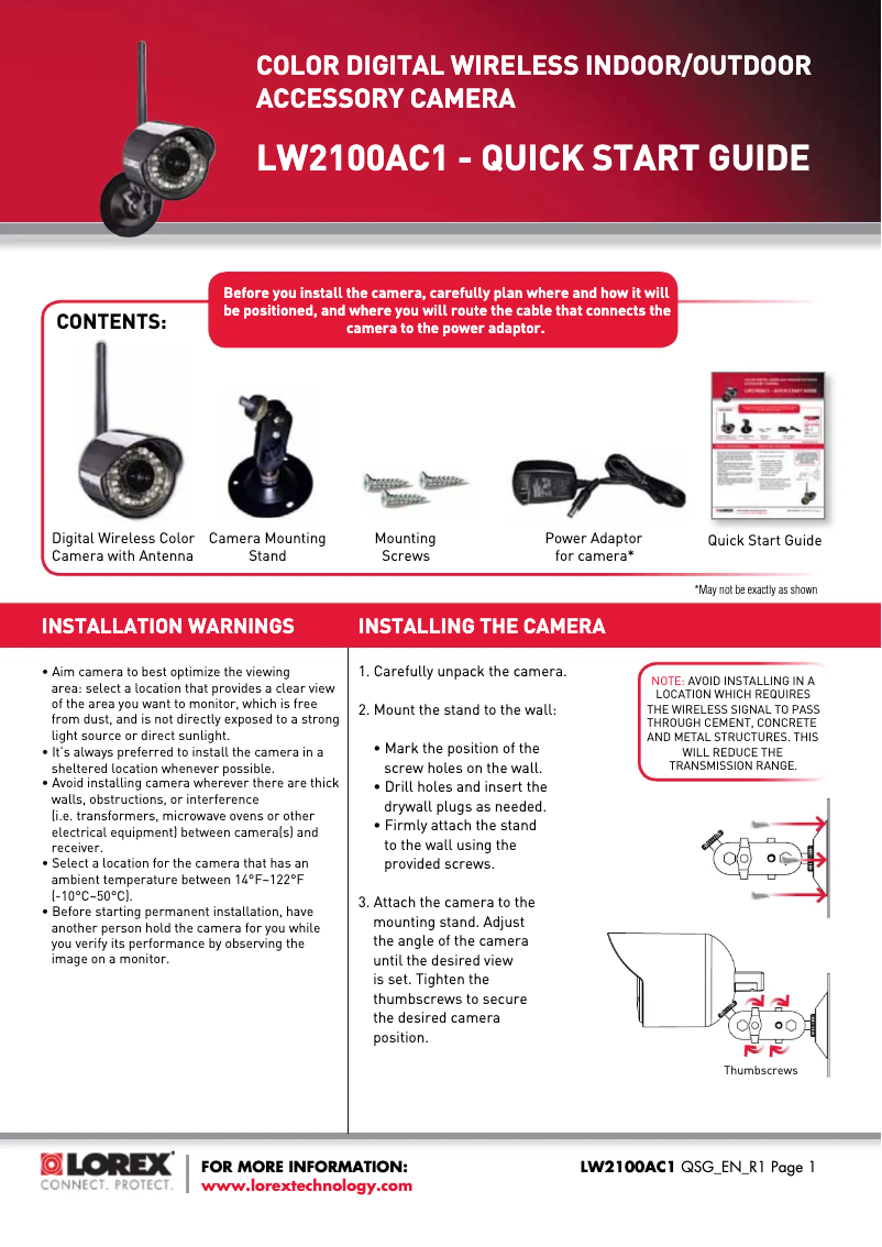 Página nº 1 - Manual de usuario Lorex LW2100AC1