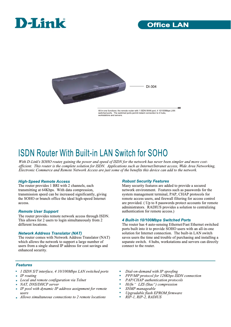 Imagen de la primera página del manual del dispositivo DI-304