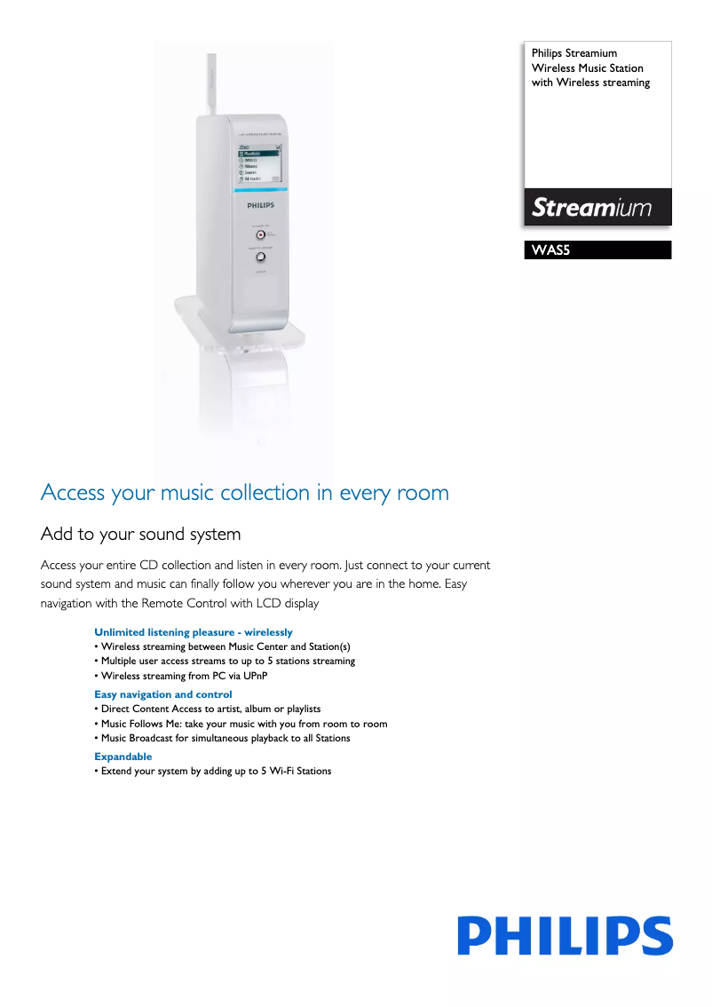 Página 1 del manual Folleto Philips WAS5