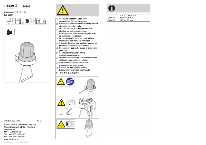 Imagen de la primera página del manual del dispositivo E4843