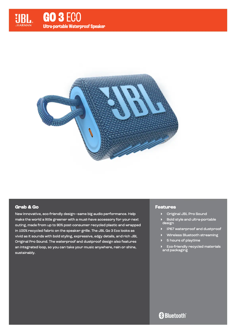 Página 1 del manual Ficha técnica JBL Go 3 Eco