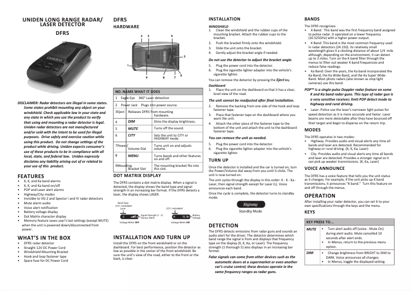 Página 1 del manual Manual de usuario Uniden DFR5NZ