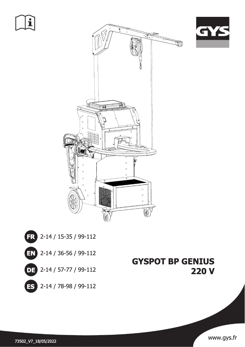 Imagen de la primera página del manual del dispositivo Gyspot BP Genius 220V