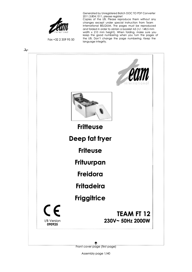 Imagen de la primera página del manual del dispositivo FT 12