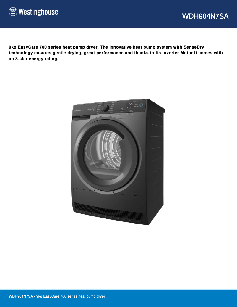 Imagen de la primera página del manual del dispositivo WDH904N7SA