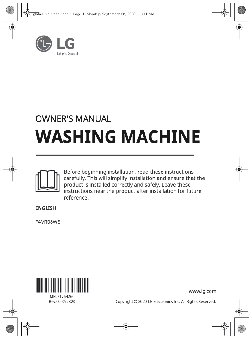 Imagen de la primera página del manual del dispositivo F4MT08WE
