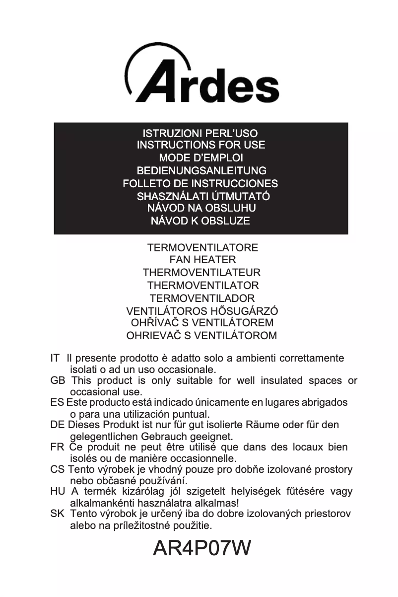 Página 1 del manual Instrucciones / montaje Ardes AR4P07W
