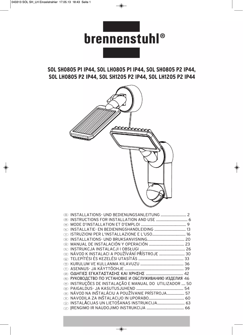 Página 1 del manual Manual de usuario Brennenstuhl SOL SH0805 P2