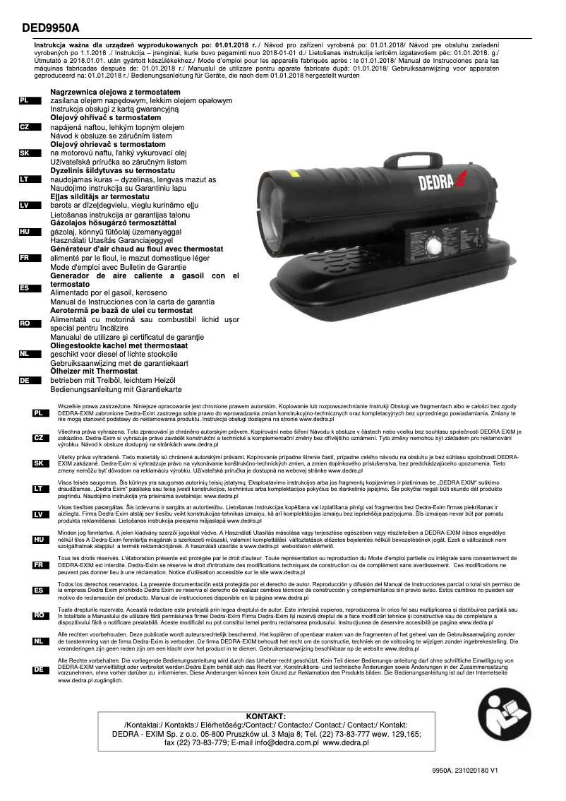 Página 1 del manual Manual de usuario DEDRA DED9950A