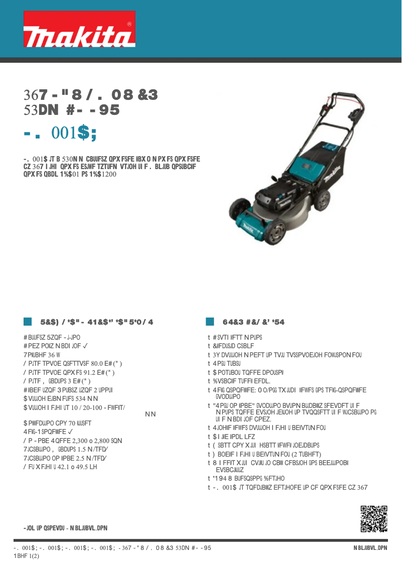 Página 1 del manual Ficha técnica Makita LM001CZ