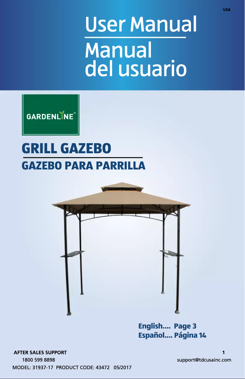 Página 1 del manual Manual de usuario Gardenline Grill Gazebo 31937-17