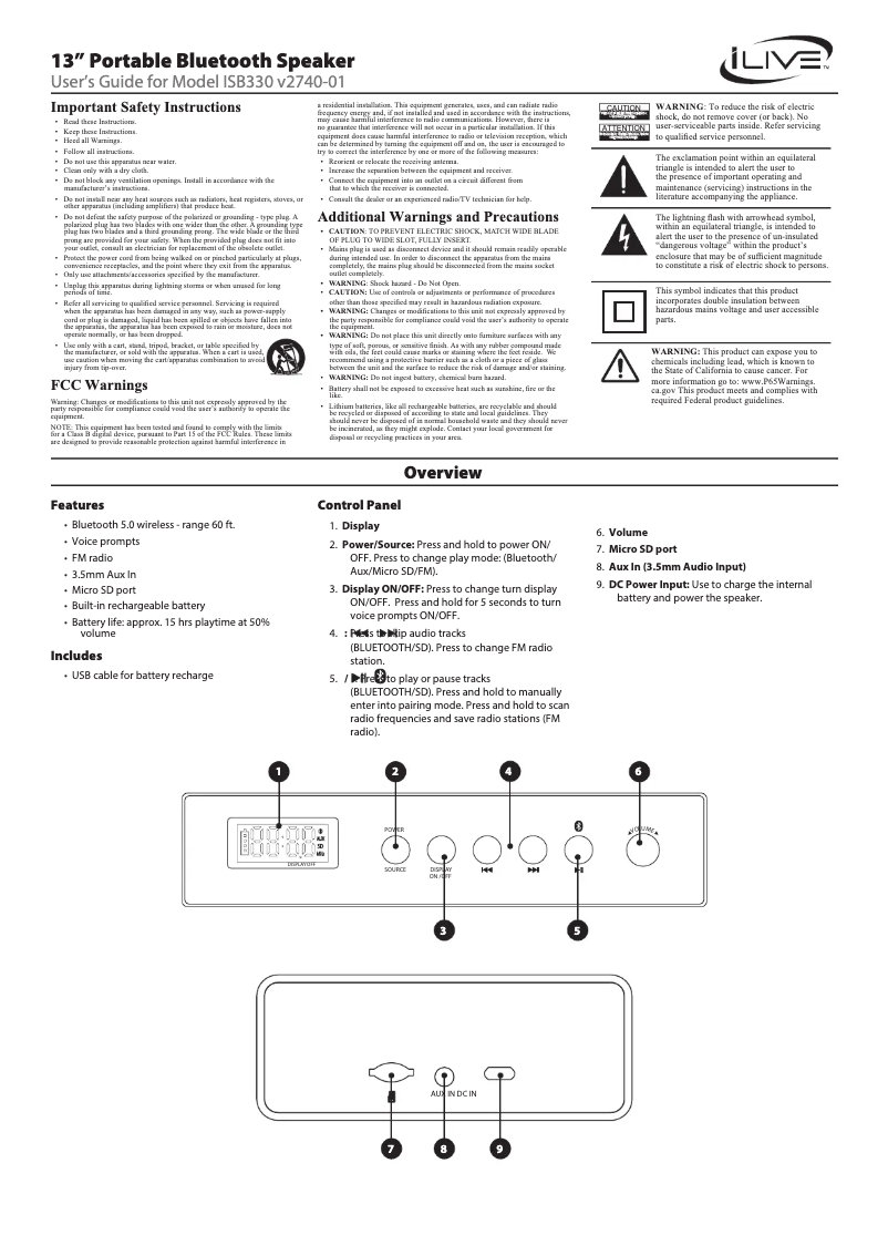 Imagen de la primera página del manual del dispositivo ISB330