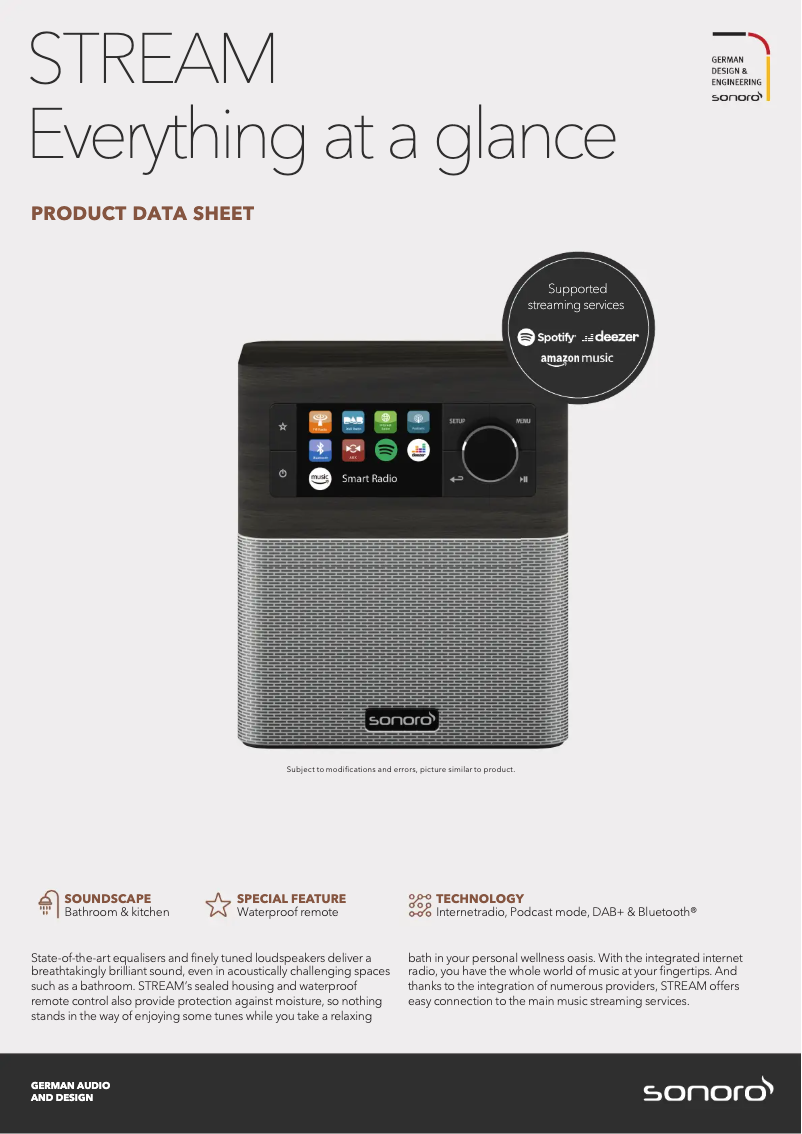 Imagen de la primera página del manual del dispositivo Stream SO-410