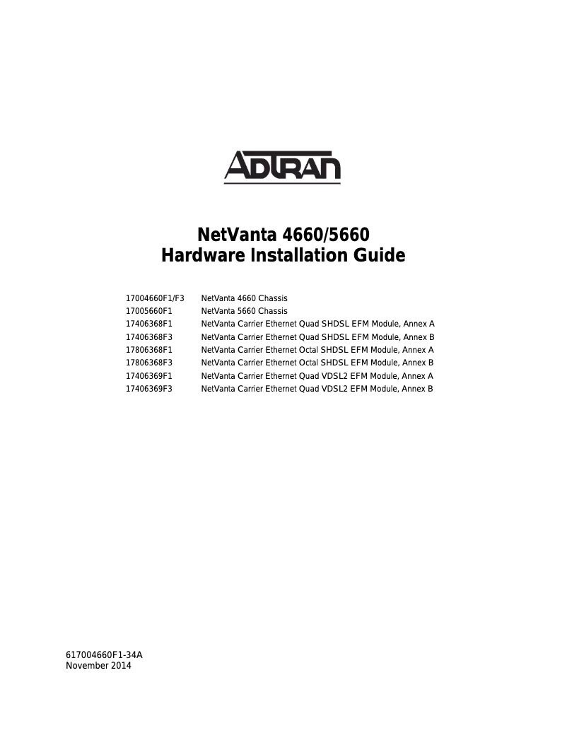 Imagen de la primera página del manual del dispositivo NetVanta 5660