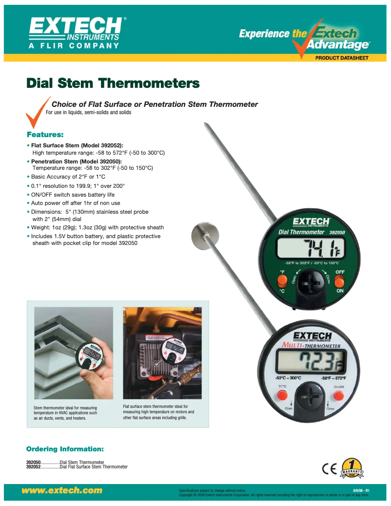 Página nº 1 - Ficha técnica Extech 392052