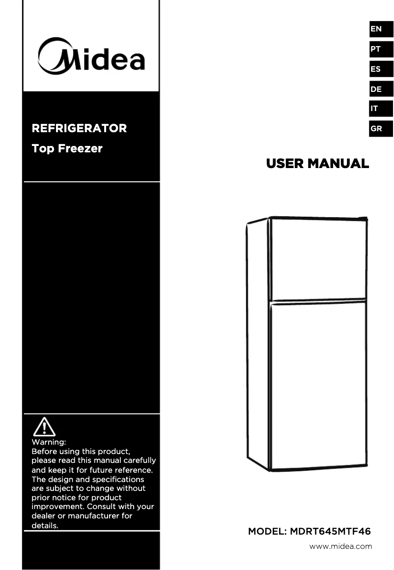Página 1 del manual Manual de usuario Midea MDRT645MTF46