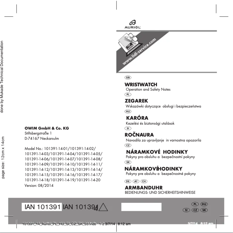 Imagen de la primera página del manual del dispositivo IAN 101391