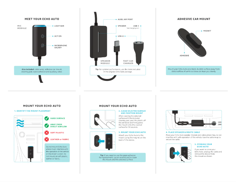 Imagen de la primera página del manual del dispositivo Echo Auto