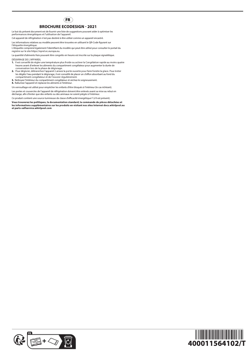 Página 1 del manual Instrucciones / montaje Whirlpool WHM4611