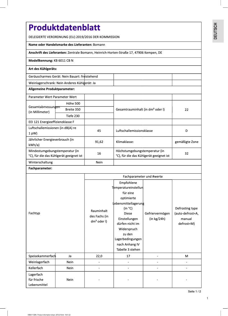 Imagen de la primera página del manual del dispositivo KB 6011 CB N