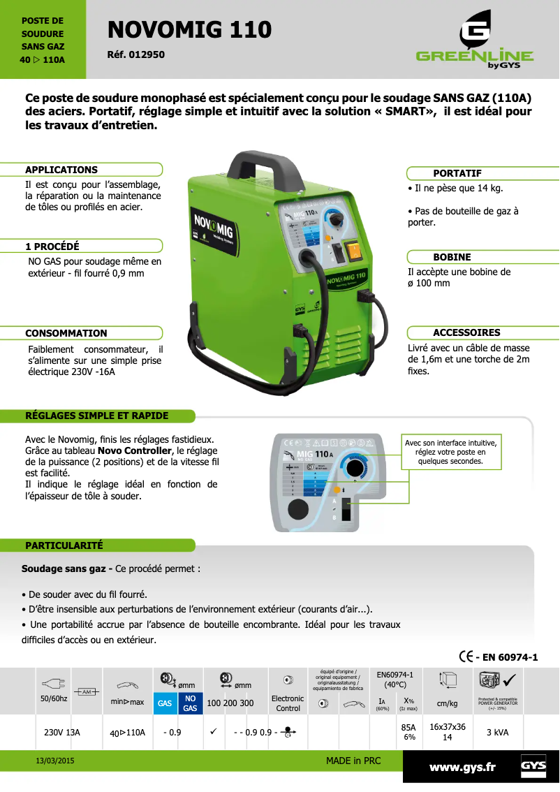 Imagen de la primera página del manual del dispositivo Novomig 110