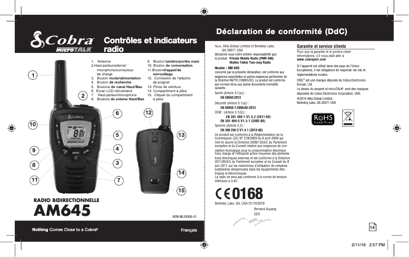 Página nº 1 - Manual de usuario Cobra AM645