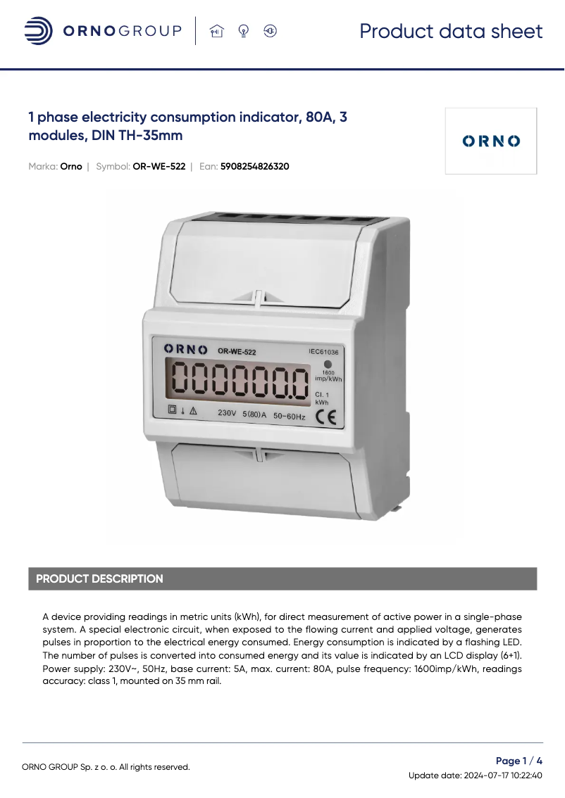 Imagen de la primera página del manual del dispositivo OR-WE-522