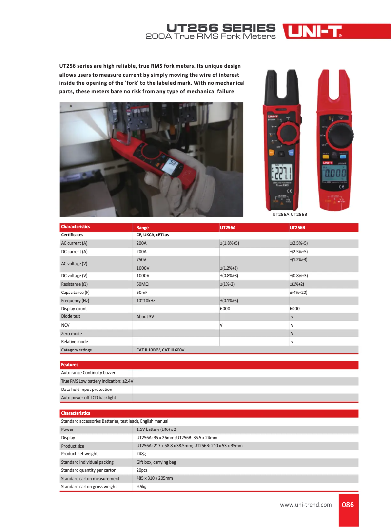 Imagen de la primera página del manual del dispositivo UT256B