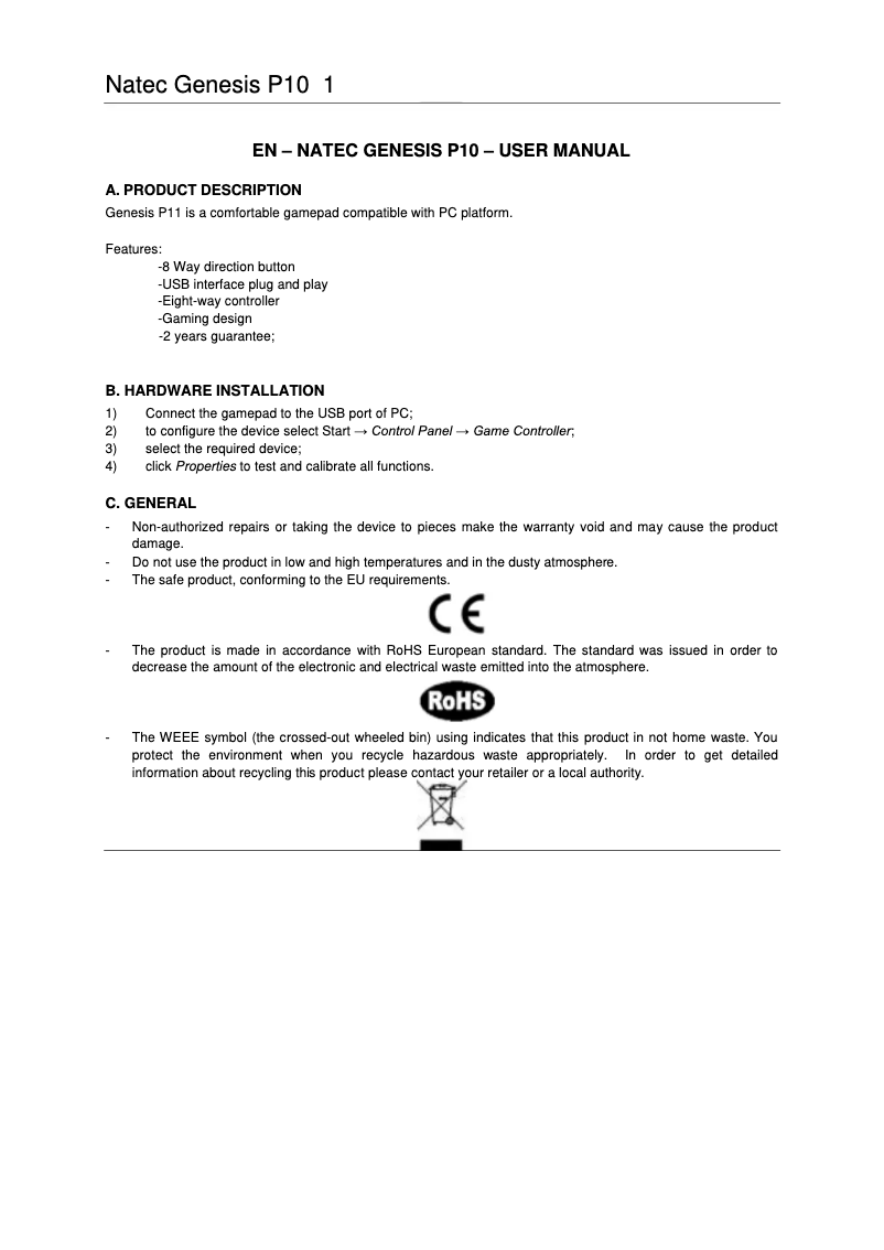 Imagen de la primera página del manual del dispositivo P10