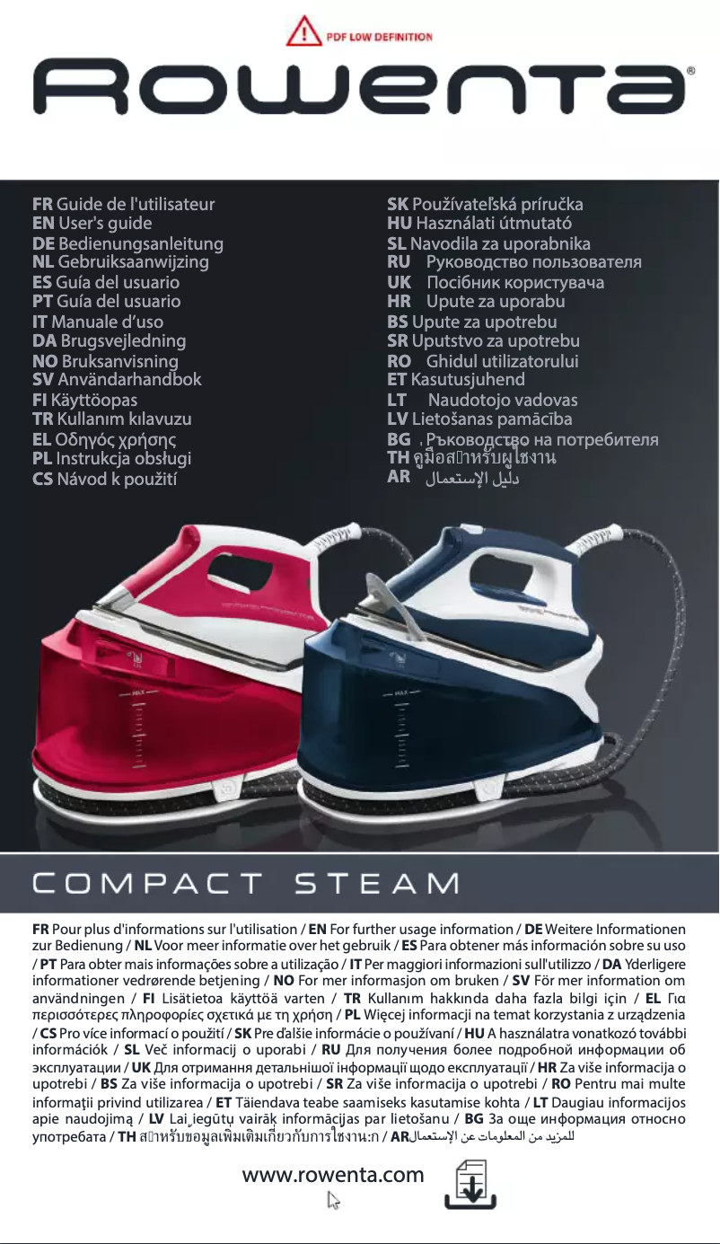Página 1 del manual Manual de usuario Rowenta Compact Steam DG7505F3