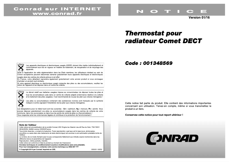 Imagen de la primera página del manual del dispositivo Comet DECT