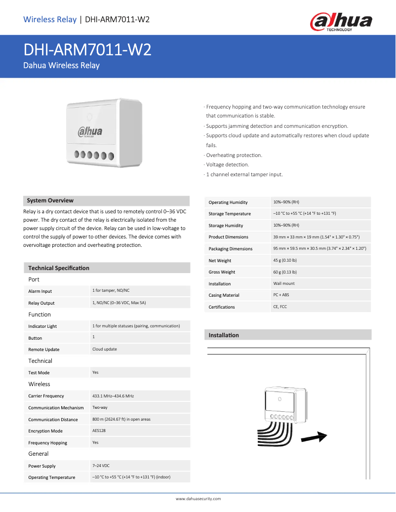 Imagen de la primera página del manual del dispositivo ARM7011-W2