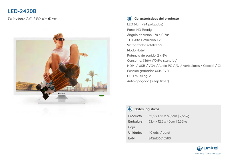 Página 1 del manual Manual de usuario Grunkel LED-2420B