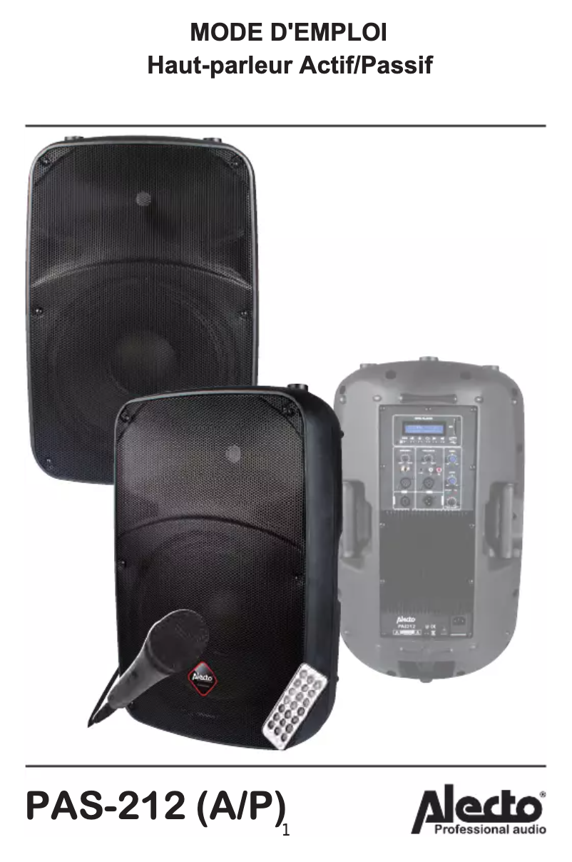 Página nº 1 - Manual de usuario Alecto PAS-212A