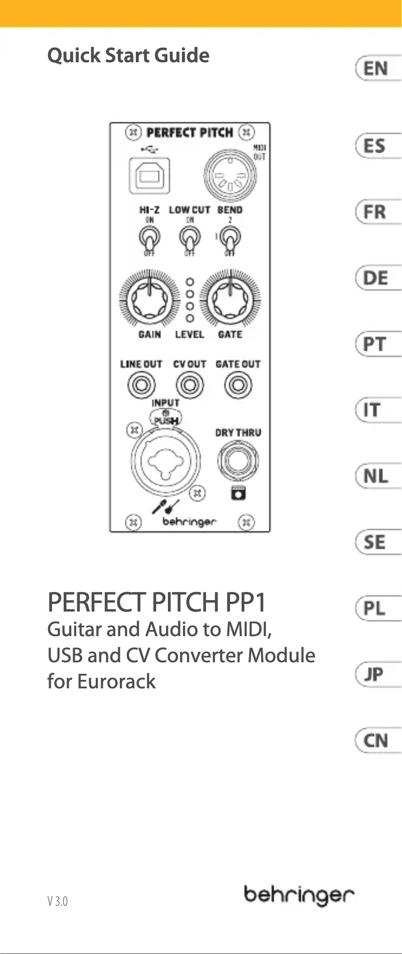 Imagen de la primera página del manual del dispositivo Perfect Pitch