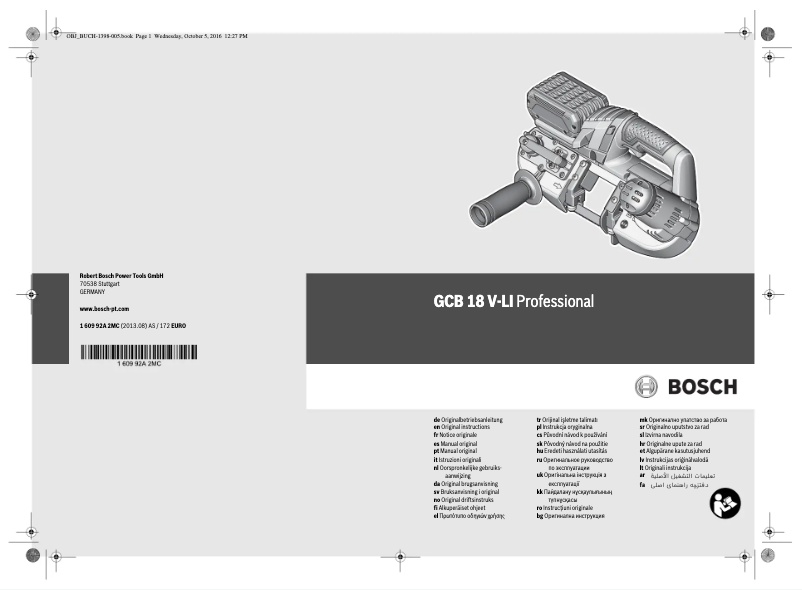 Página 1 del manual Manual de usuario Bosch GCB 18 V-LI Professional