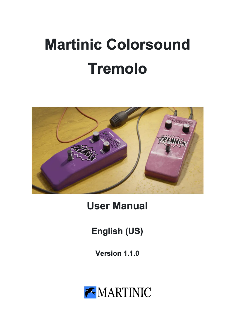 Imagen de la primera página del manual del dispositivo Colorsound Tremolo