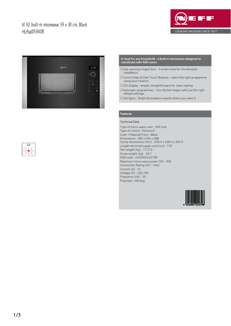 Página nº 1 - Ficha técnica Neff HLAWD53N0B