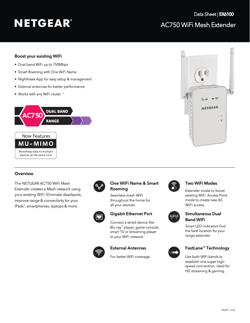 Imagen de la primera página del manual del dispositivo EX6100v2